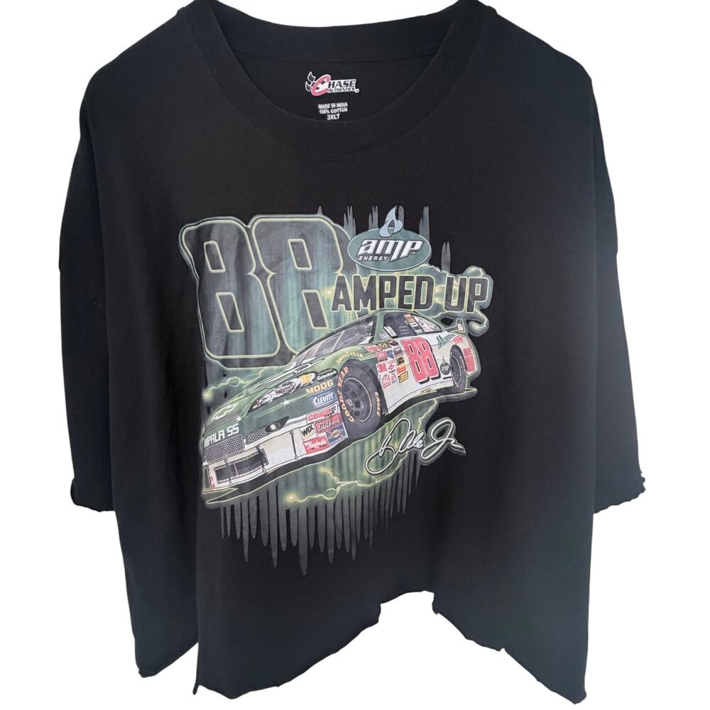 Dale Earnhardt Jr 88 Amp Energy NASCAR Womens Cropped Graphic T Shirt Black 3XLT